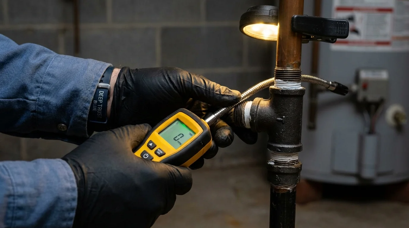 Gas leak detection with electronic sniffer by Johns Plumbing LLC in Rio Dell