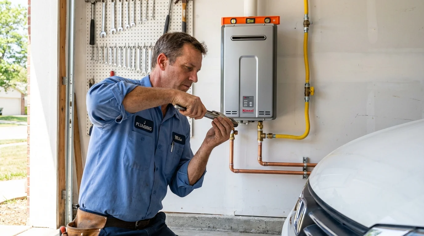 Tankless water heater installation by a Johns Plumbing LLC plumber in Rio Dell